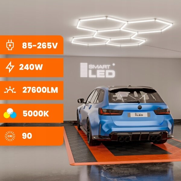 LED димируемо таванно осветително тяло HEXAGON LED/240W/85-265V 5000K CRI 90 IP54 бяло