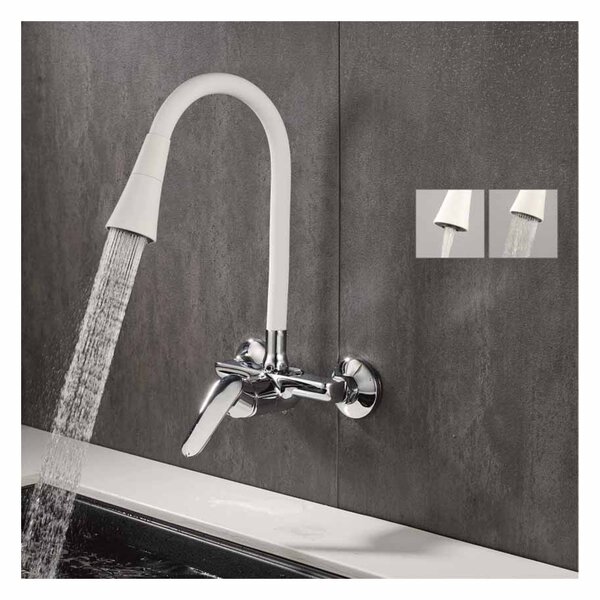 СТЕНЕН СМЕСИТЕЛ С БЯЛА ЛЕБЕДКА LINNI WHITE MATT 5108152W 7789
