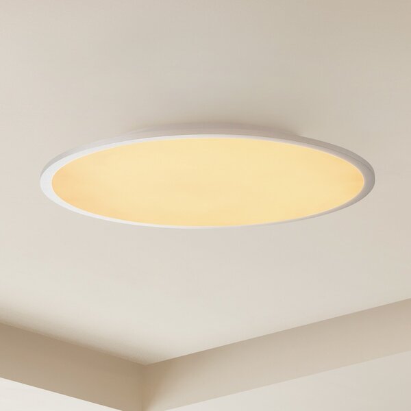 Lindby LED лампа за таван Narima, CCT, Ø 60 cm, сребриста, Затъмняване, Сив, Кухня, Пластмаса, Модерен