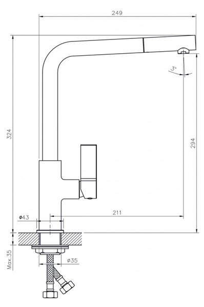 КУХНЕНСКИ СМЕСИТЕЛ KITCHEN LINE INTER CERAMIC 718650 СИВ