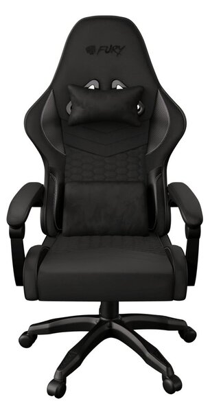 Геймърски стол Fury Shinai S4, до 130kg, еко кожа, Class 4 газов амортисьор, регулируема облегалка и подлакътници, черен