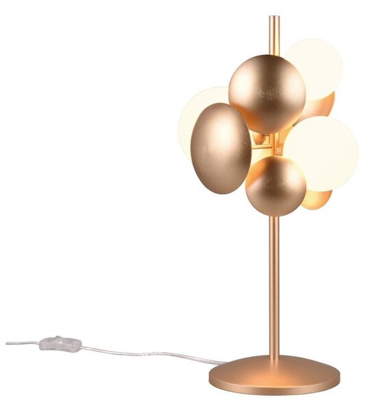 Настолна лампа със стъклен абажур в златисто и бяло (височина 50 cm) Bubble - Trio Select