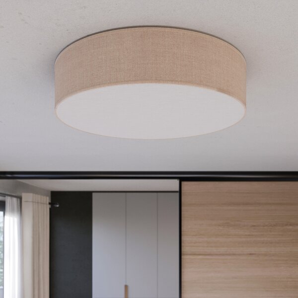 TK Lighting Осветително тяло за таван Rondo, бежово, Ø 60 cm, Затъмняване, Бежов, спалня, Плат / текстил, Модерен