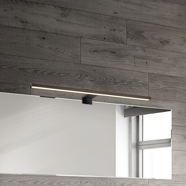 Briloner LED огледална лампа Dun 2 в 1, матово черна, IP44, дължина 50 cm, Черен, Баня, Пластмаса, Модерен