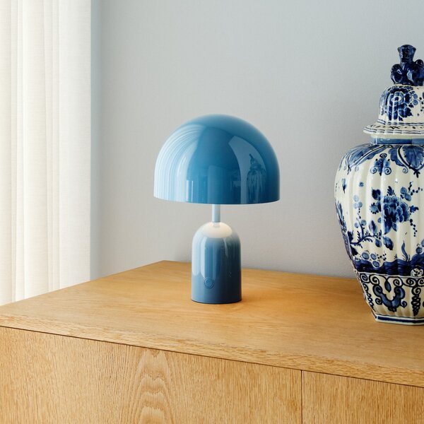 Tom Dixon акумулаторна настолна лампа BELL PORTABLE, светлосиня 28 cm IP44, Затъмняване, Син, Дневна/трапезария, Пластмаса, Дизайн