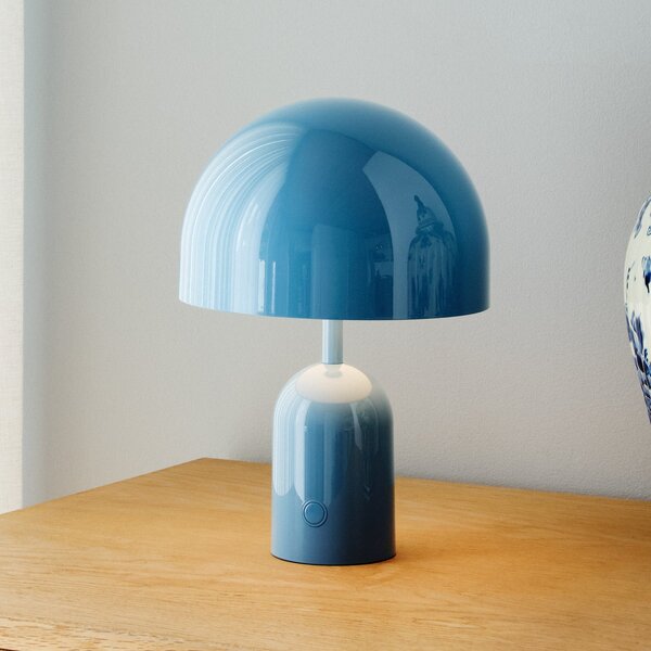 Tom Dixon акумулаторна настолна лампа BELL PORTABLE, светлосиня 28 cm IP44, Затъмняване, Син, Дневна/трапезария, Пластмаса, Дизайн