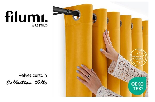 Затъмняваща завеса в цвят горчица 200x300 cm Velto – Filumi