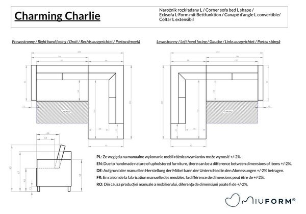 Бежов разтегателен ъглов диван (десен ъгъл) Charming Charlie – Miuform