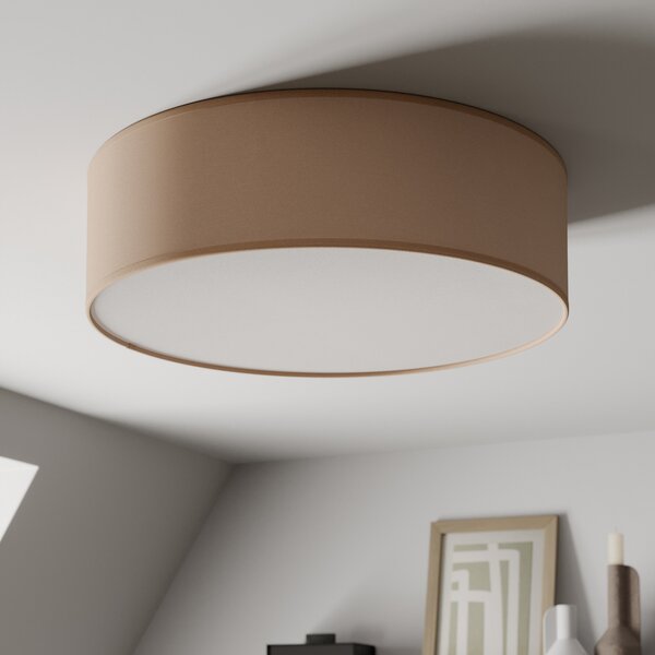 TK Lighting Осветително тяло за таван Rondo, бежово, метал, Ø 45 cm, E27, Затъмняване, Бежов, спалня, Плат / текстил, Модерен