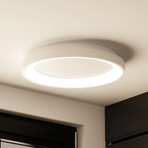 Arcchio LED плафон Vivy, Ø 38 cm, бял, метал, Затъмняване, Бял, Кухня, Метал, Модерен