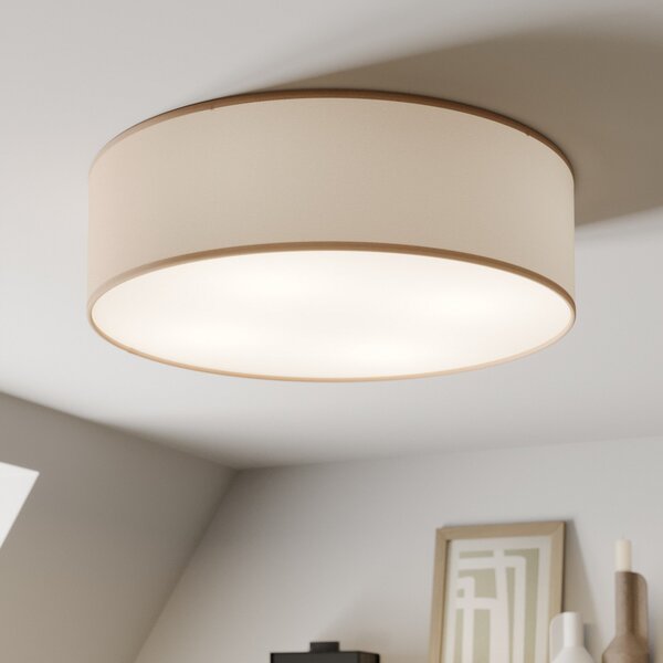 TK Lighting Осветително тяло за таван Rondo, бежово, метал, Ø 45 cm, E27, Затъмняване, Бежов, спалня, Плат / текстил, Модерен