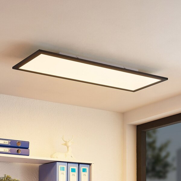 Lindby LED панел Nelios, 80 x 30 cm, 4000K, черен, метал, Черен, Кухня, Пластмаса, Модерен