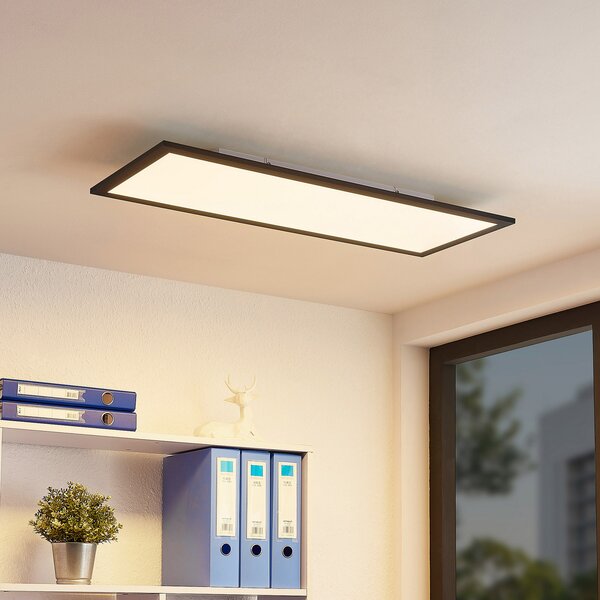 Lindby LED панел Nelios, 80 x 30 cm, 4000K, черен, метал, Черен, Кухня, Пластмаса, Модерен
