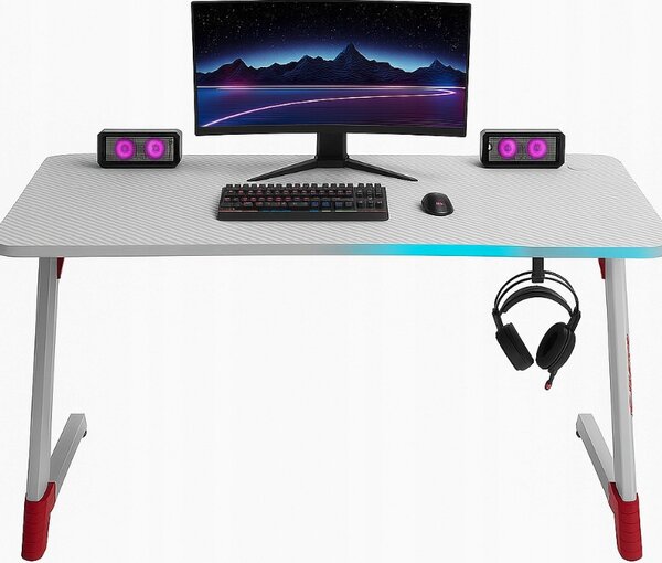 Бяла геймърска PC маса с RGB LED осветление Šírka: 120 cm