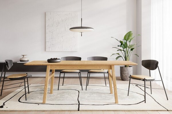 Сгъваема трапезна маса с допълнителна плоча от дъб 90x180 cm Curved – Woodman