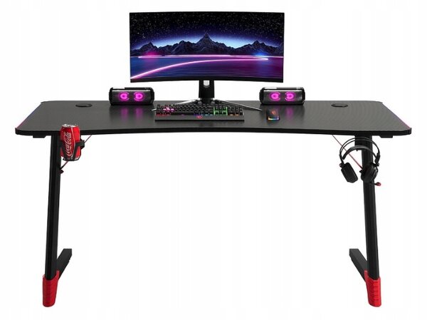 Черна геймърска маса, PC маса с RGB LED осветление Šírka: 120 cm