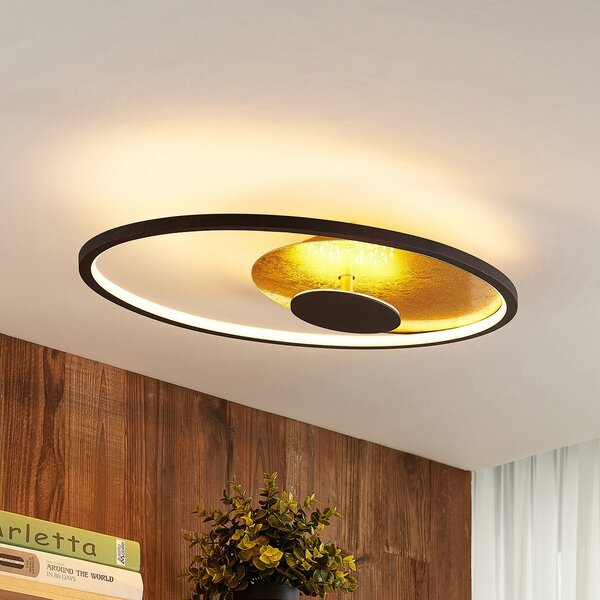Lindby LED осветление за таван Feival, 61 cm, ръждиво/златисто, с възможност за, Затъмняване, Кафяв / ръждив, Дневна/трапезария, Метал, Модерен