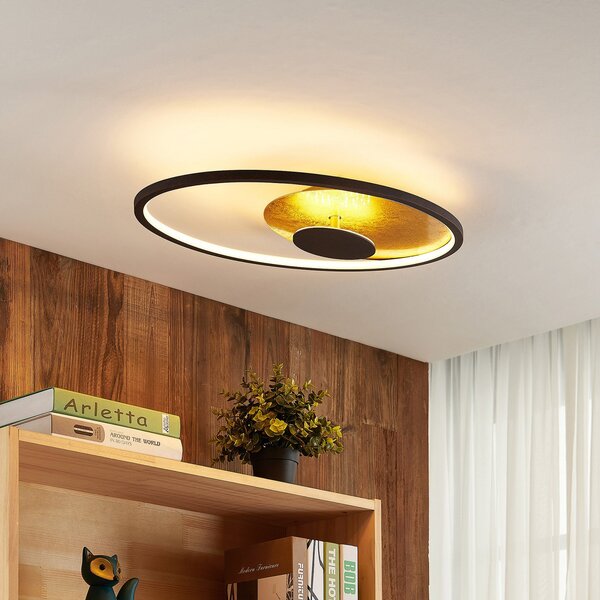 Lindby LED осветление за таван Feival, 61 cm, ръждиво/златисто, с възможност за, Затъмняване, Кафяв / ръждив, Дневна/трапезария, Метал, Модерен