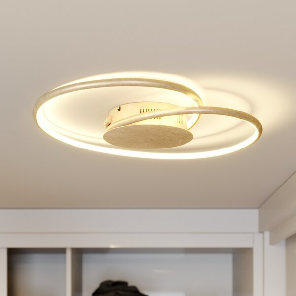 Lindby LED лампа за таван Joline, Ø 45 cm, златист цвят, метал, Злато / месинг, Дневна/трапезария, Метал, Модерен
