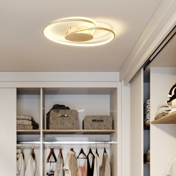 Lindby LED лампа за таван Joline, Ø 45 cm, златист цвят, метал, Злато / месинг, Дневна/трапезария, Метал, Модерен