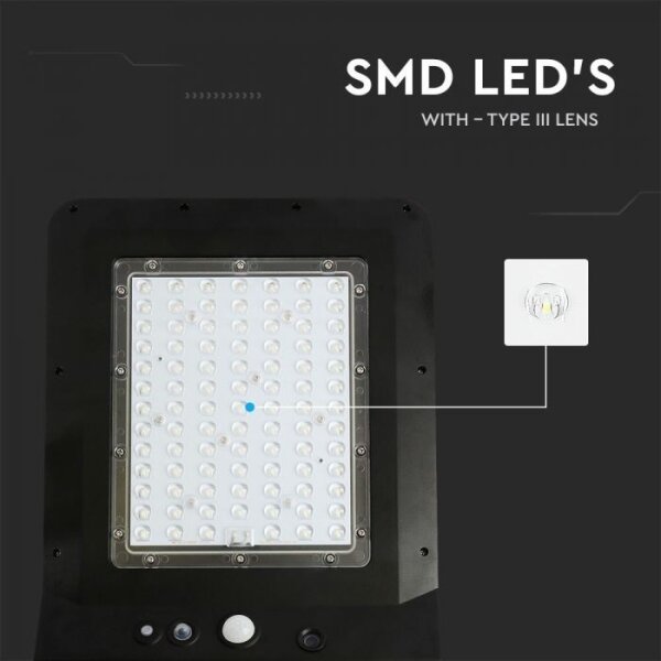 LED соларна улична лампа с сензор LED/40W/9,6V IP65 6000K + ДУ
