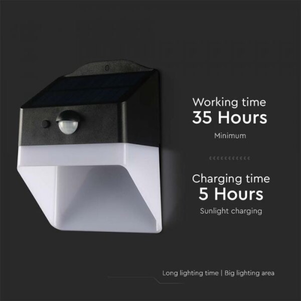 LED соларен стенен фенер с сензор LED/2W/3,7V 4000K IP65 1200 mAh
