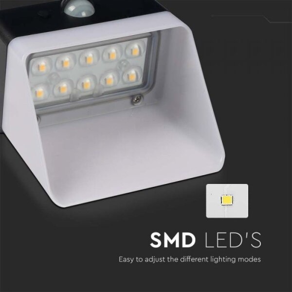 LED соларен стенен фенер с сензор LED/2W/3,7V 4000K IP65 1200 mAh