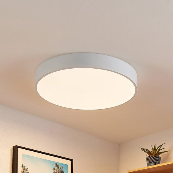 Lindby LED осветление за таван Simera, Ø 50cm, бяло, метал, Затъмняване, Бял, Дневна/трапезария, Пластмаса, Модерен