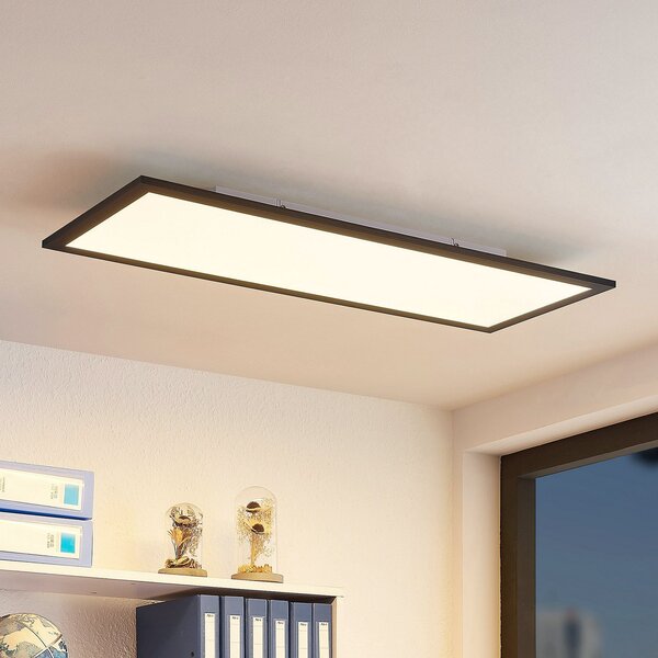 Lindby LED панел Nelios, 80 x 30 cm, CCT, черен, метал, Затъмняване, Черен, Кухня, Пластмаса, Модерен
