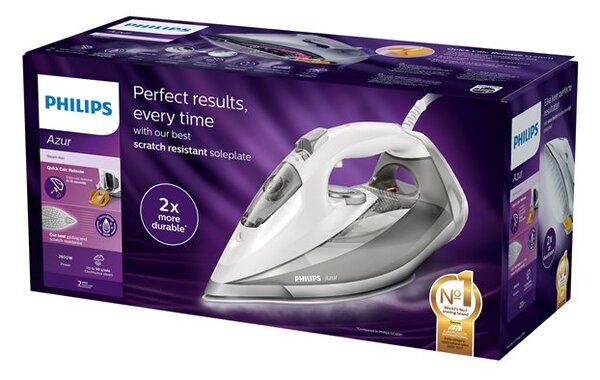 Philips Steam iron Azur, 50 g/min continuous steam, 220 g steam boost, SteamGlide Elite soleplate