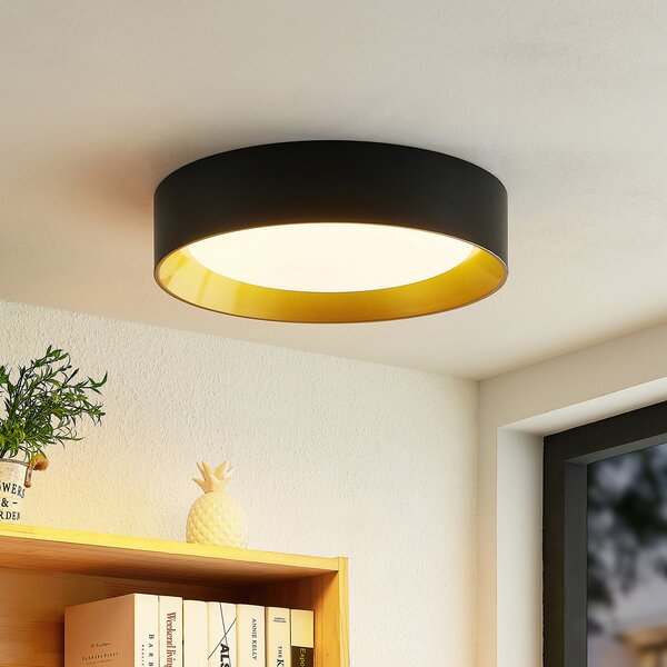 Lindby LED осветление за таван Kambia, 45 cm, Черен, Дневна/трапезария, Алуминий, Модерен