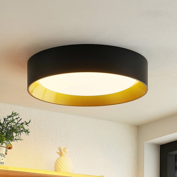 Lindby LED осветление за таван Kambia, 45 cm, Черен, Дневна/трапезария, Алуминий, Модерен