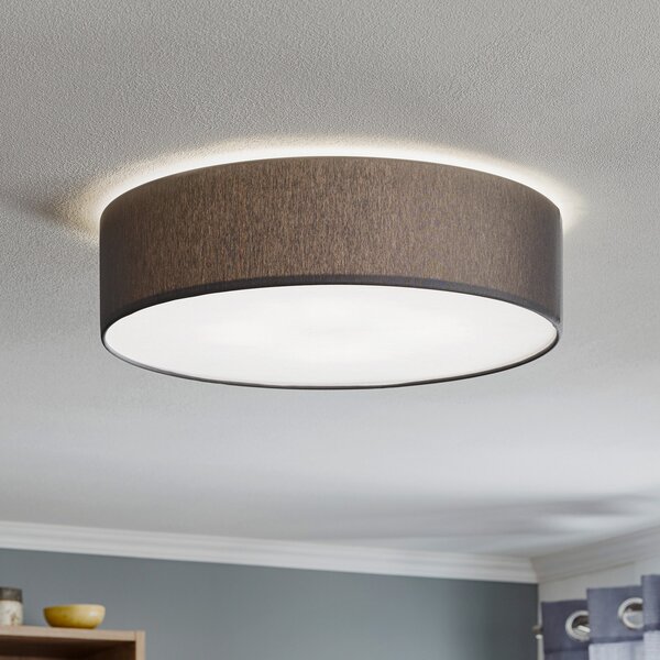 TK Lighting Таванска лампа Rondo, сива Ø 45cm, Затъмняване, Сив, спалня, Плат / текстил, Модерен