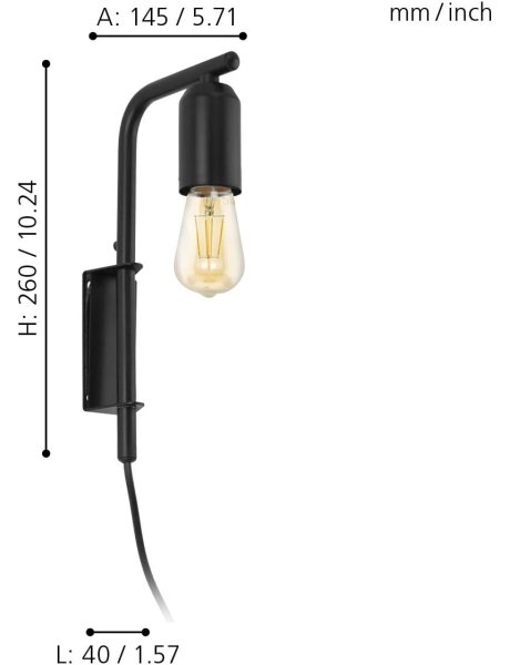 Eglo 98064 - Стенна лампа ADRI 1xE27/60W/230V