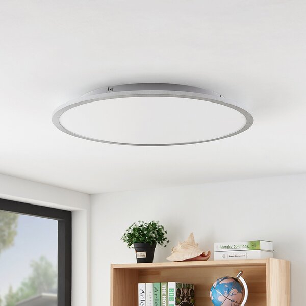 Lindby LED лампа за таван Narima, 4 000 K, Ø 60 cm, сребриста, Металик, Кухня, Пластмаса, Модерен