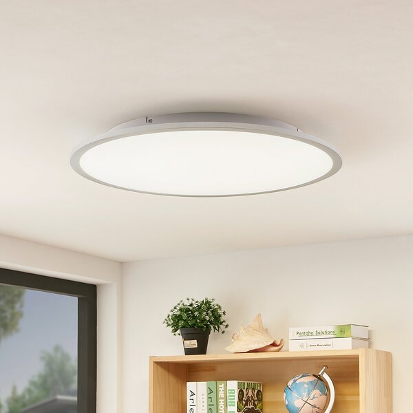 Lindby LED лампа за таван Narima, 4 000 K, Ø 60 cm, сребриста, Металик, Кухня, Пластмаса, Модерен