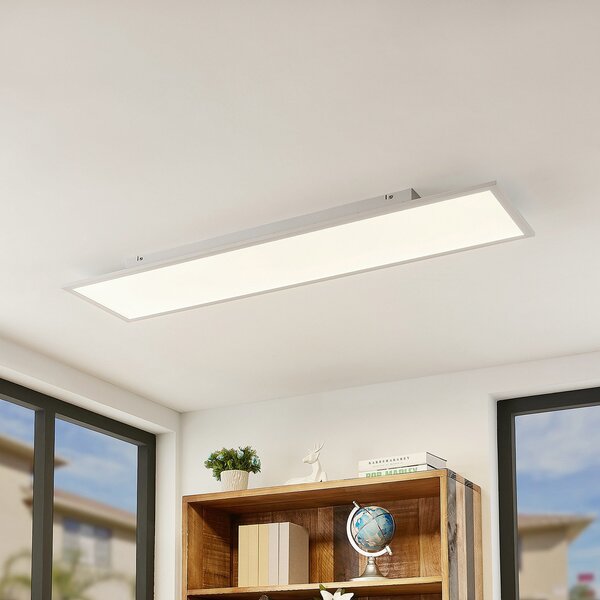 Lindby LED панел Quais, 30 x 120 cm, бял, алуминий, 4000К, Бял, Кухня, Алуминий, Модерен