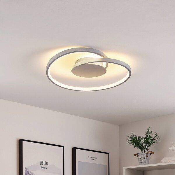 Lucande LED лампа за таван Enesa, Ø 46 cm, 2 700 K, с възможност димиране, Затъмняване, Металик, спалня, Метал, Модерен