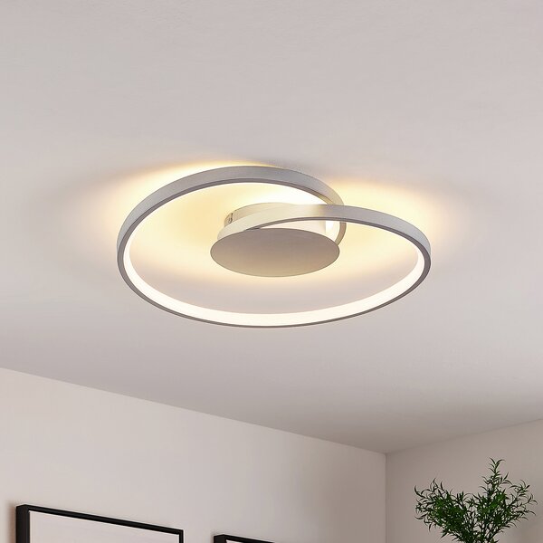 Lucande LED лампа за таван Enesa, Ø 46 cm, 2 700 K, с възможност димиране, Затъмняване, Металик, спалня, Метал, Модерен