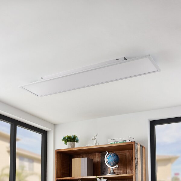 Lindby LED панел Quais, 30 x 120 cm, бял, алуминий, 4000К, Бял, Кухня, Алуминий, Модерен
