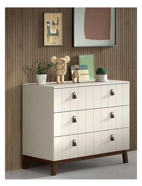 Бежов детски скрин с маса за преповиване 98,5x94x57 cm Sezane – Vipack