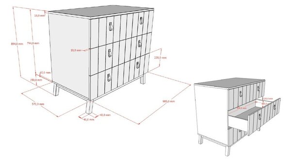 Бежов детски скрин с маса за преповиване 98,5x94x57 cm Sezane – Vipack