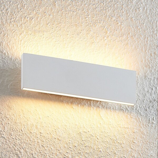 Lindby Ignazia LED стенен осветител, 28 cm, бял, метал, нагоре/надолу, Затъмняване, Бял, Дневна/трапезария, Метал, Модерен