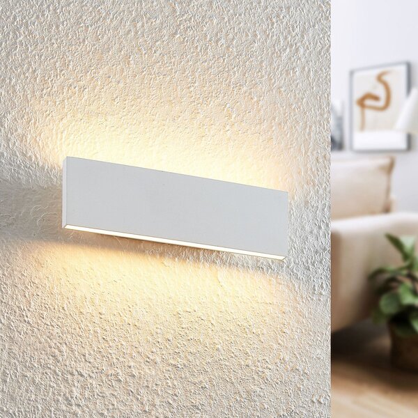 Lindby Ignazia LED стенен осветител, 28 cm, бял, метал, нагоре/надолу, Затъмняване, Бял, Дневна/трапезария, Метал, Модерен