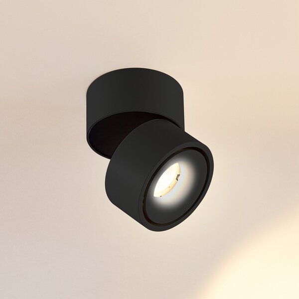 Arcchio LED тавански прожектор Rotari, 620lm, 1-фар, черен, Затъмняване, Черен, Дневна/трапезария, Алуминий, Модерен