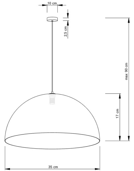 Пендел SFERA 1xE27/60W/230V Ø 35 см сив/златист