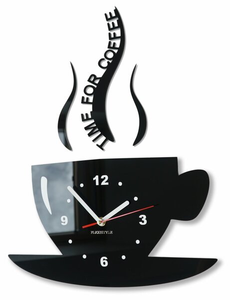 Стенен часовник Time for coffee Черен