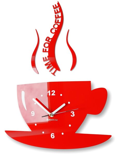 Стенен часовник Time for coffee червен