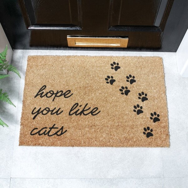 Изтривалка от кокосови влакна 40x60 cm Hope You Like Cats – Artsy Doormats