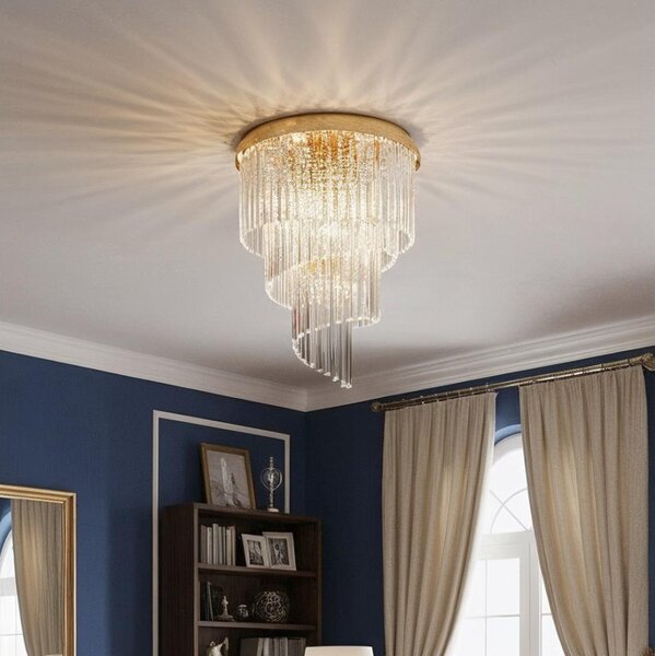 Ideal Lux - Кристален полилей за повърхностен монтаж CARLTON 12xE14/40W/230V Ø 50 см златист